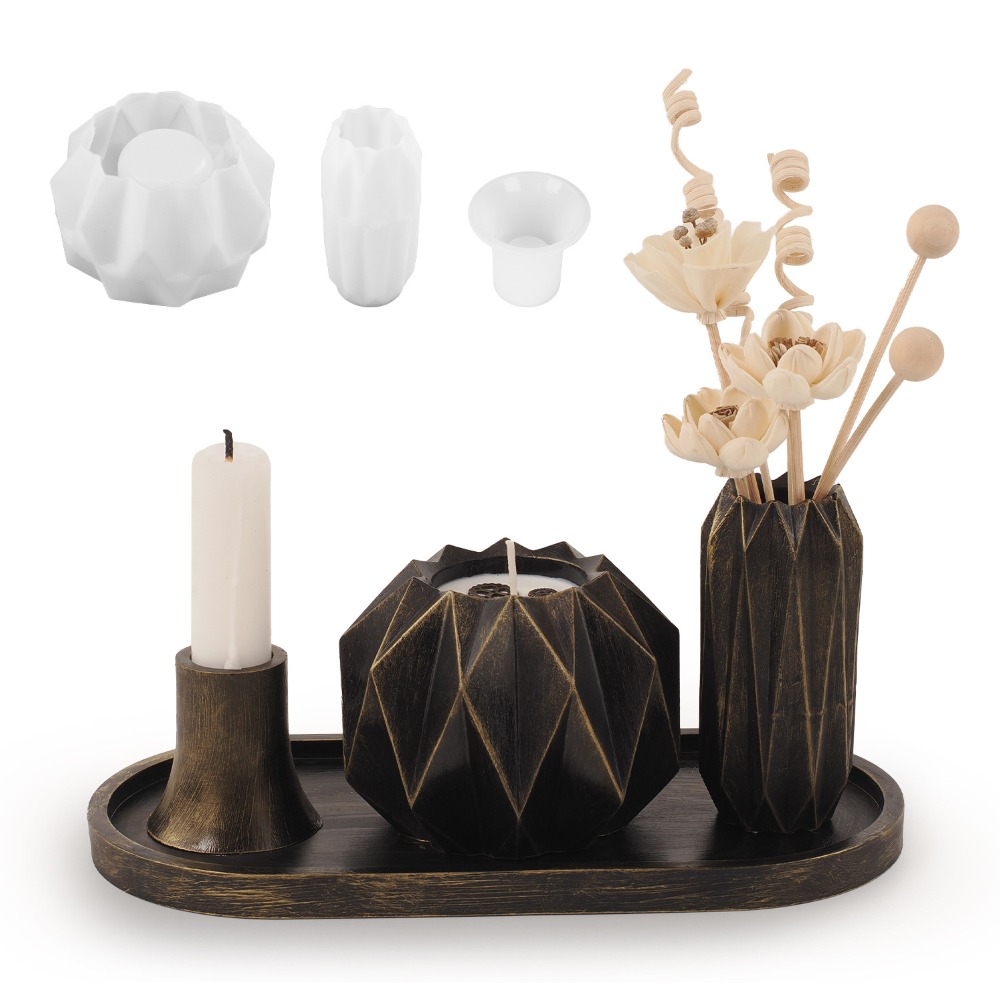 Silicone Epoxy Resin Molds Set - Elmas Kesim Vazo Bardak Mumluk Silikon