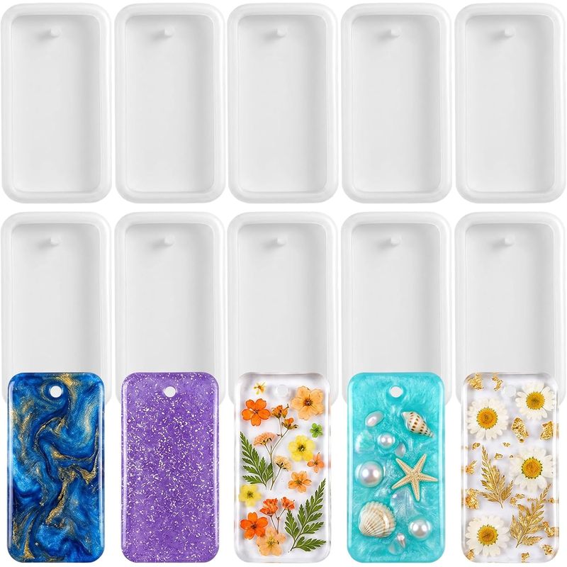 Silicone Epoxy Resin Molds Set - 10 adetlik reçine anahtarlık takı kalıbı