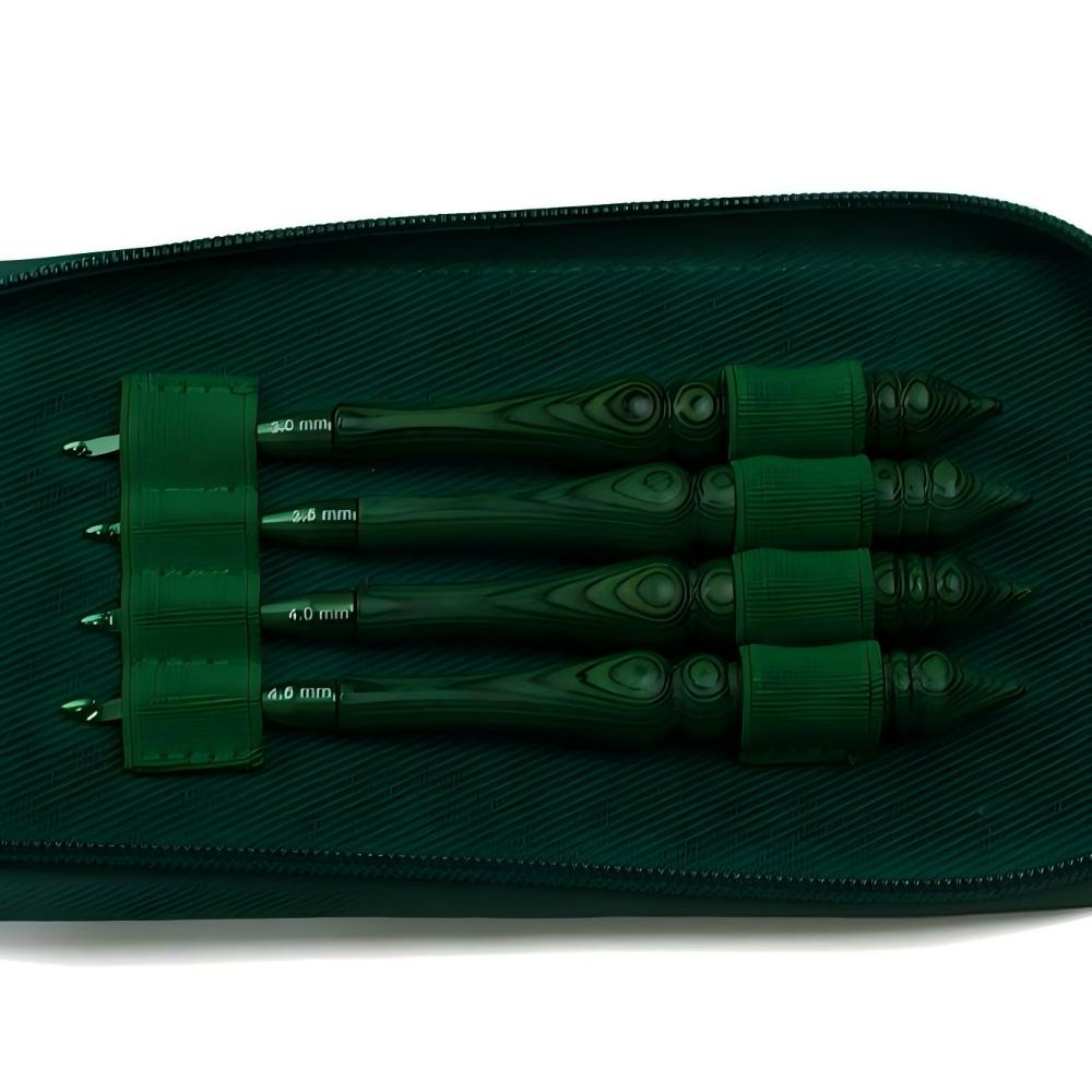 Wooden Crochet Hooks Ergonomic Handle - 8 Parçalı Yeşil Sentetik Ahşap Saplı
