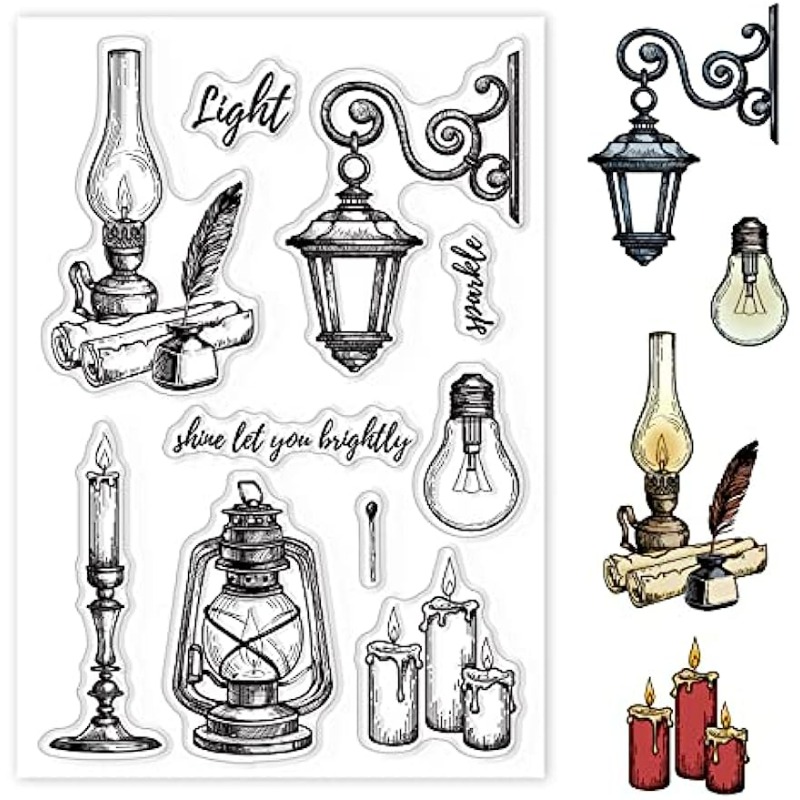Clear Silicone Stamps For Card Making - Vintage Işıklar Silikon Şeffaf Damga Mumlar