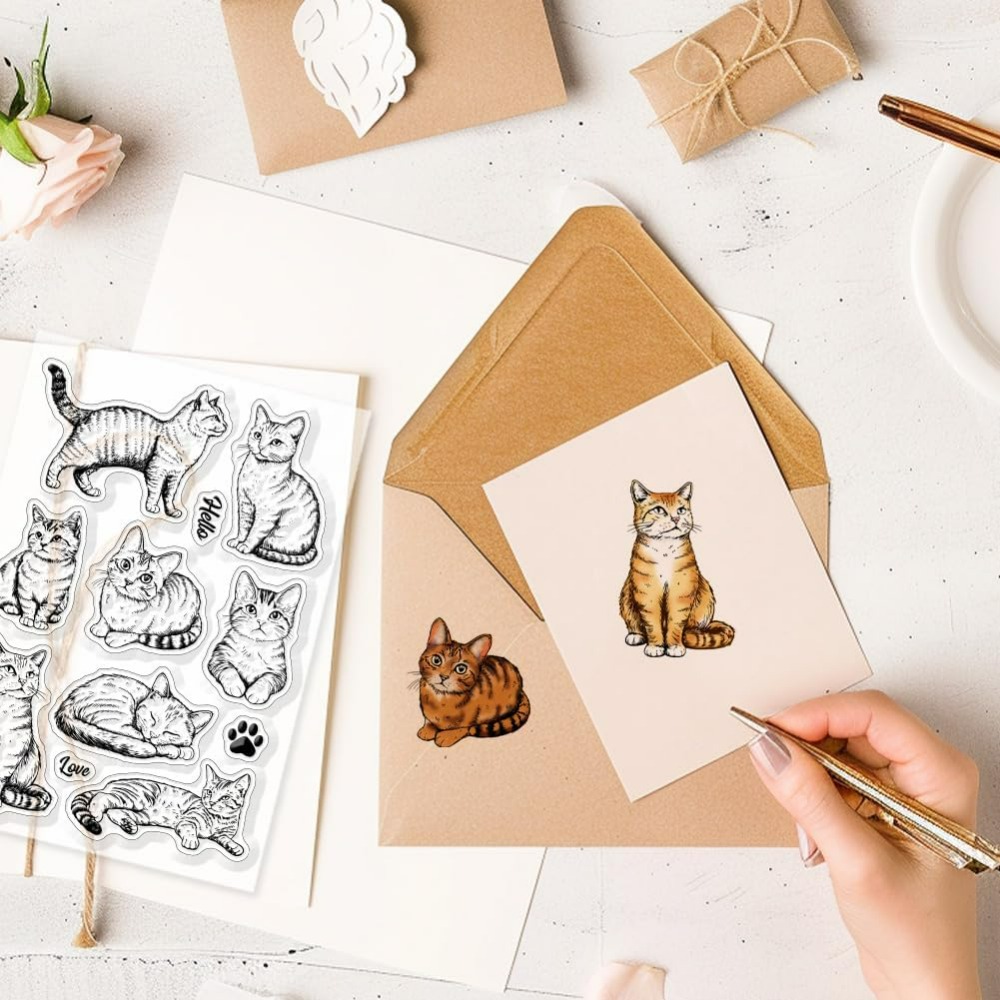 Kedi Temizle Pullar Gerçekçi K - Clear Silicone Stamps For Card Making incelemesi ve fiyatı