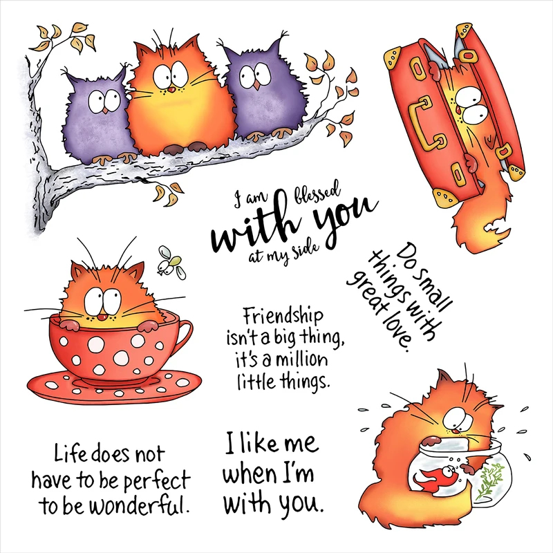 Kawaii Yağlı Kediler Baykuş Ke - Clear Silicone Stamps For Card Making incelemesi ve fiyatı