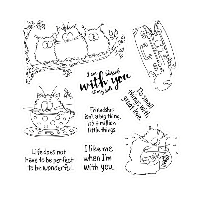 Kawaii Yağlı Kediler Baykuş Ke - Clear Silicone Stamps For Card Making incelemesi ve fiyatı